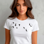 Футболка белая женская с принтом птиц