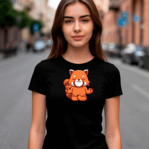 Женская футболка с принтом «Енот в лотосе»