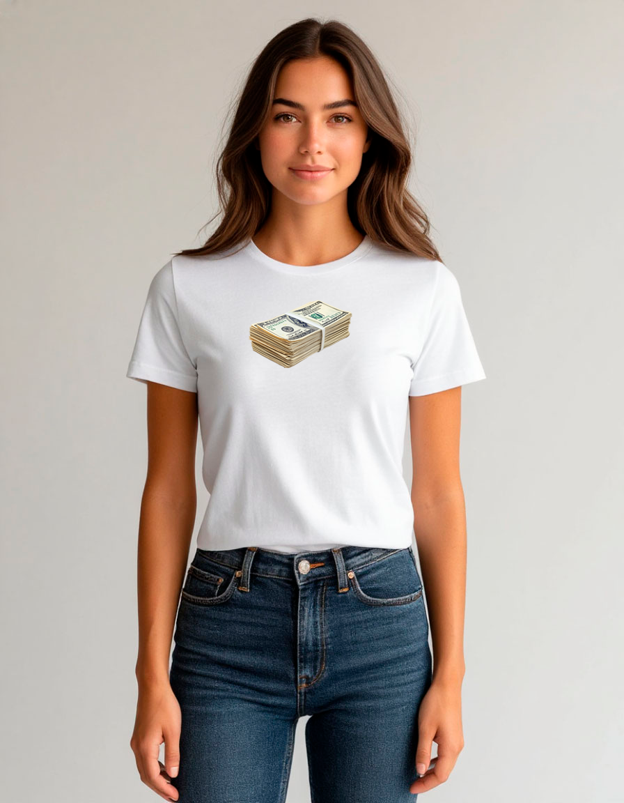 Белая футболка с принтом «Пачка долларов»: Твой символ стиля и успеха