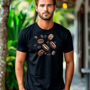 Футболка черная мужская с принтом кофе