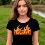 Футболка черная женская с принтом огонь