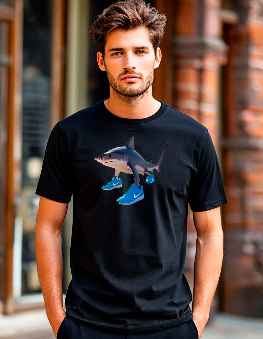 Футболки брейнрот мужская черная с акулой