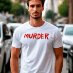 Футболка Murder: Белая классика с кровавым акцентом