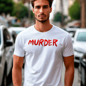 Футболка Murder: Белая классика с кровавым акцентом