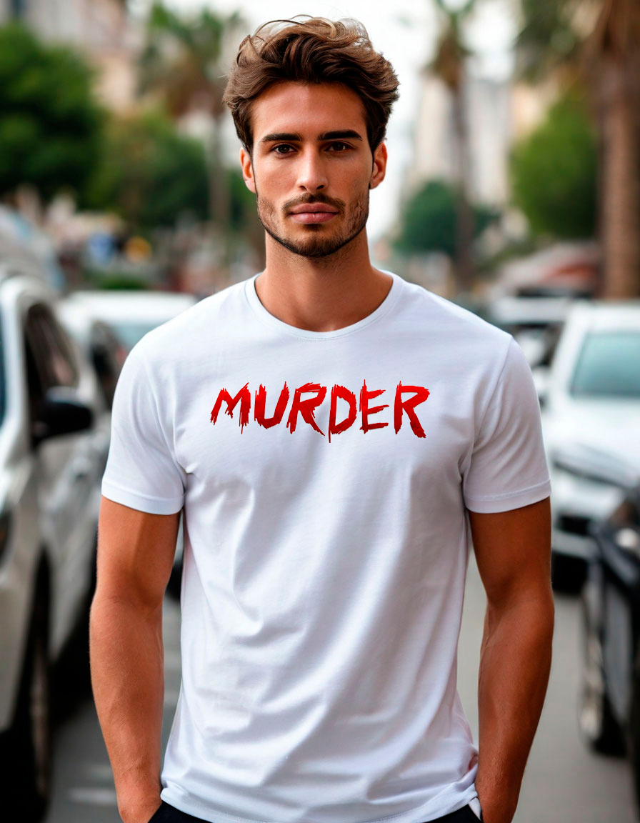 Футболка Murder: Белая классика с кровавым акцентом