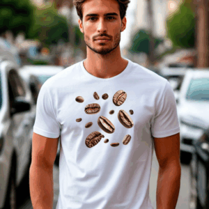 Футболка белая мужская с принтом кофе
