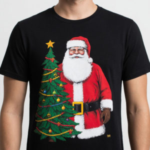 Футболка черная мужская новогодняя дед мороз