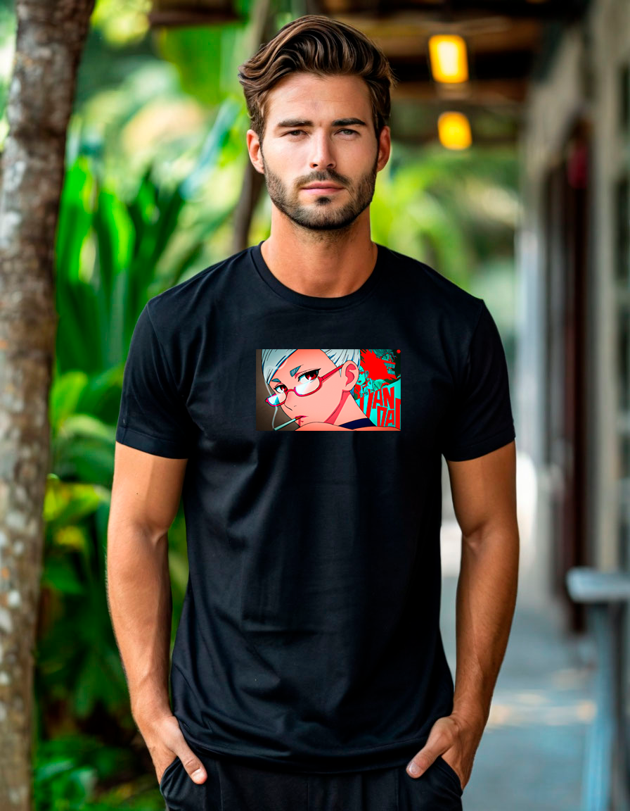 Черная футболка аниме