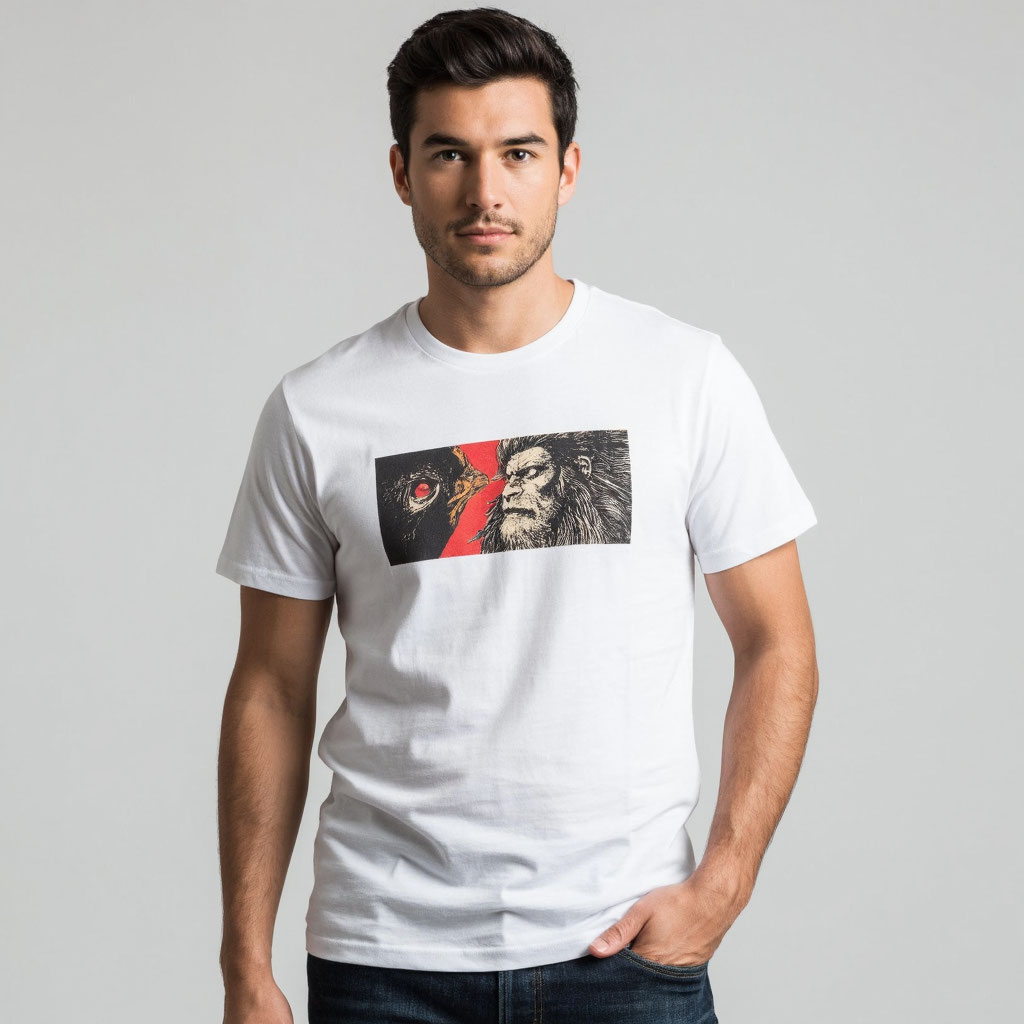 Футболка мужская белая с принтом зверь