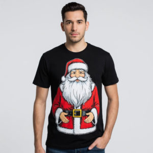 Футболка с принтом мужская черная новогодняя