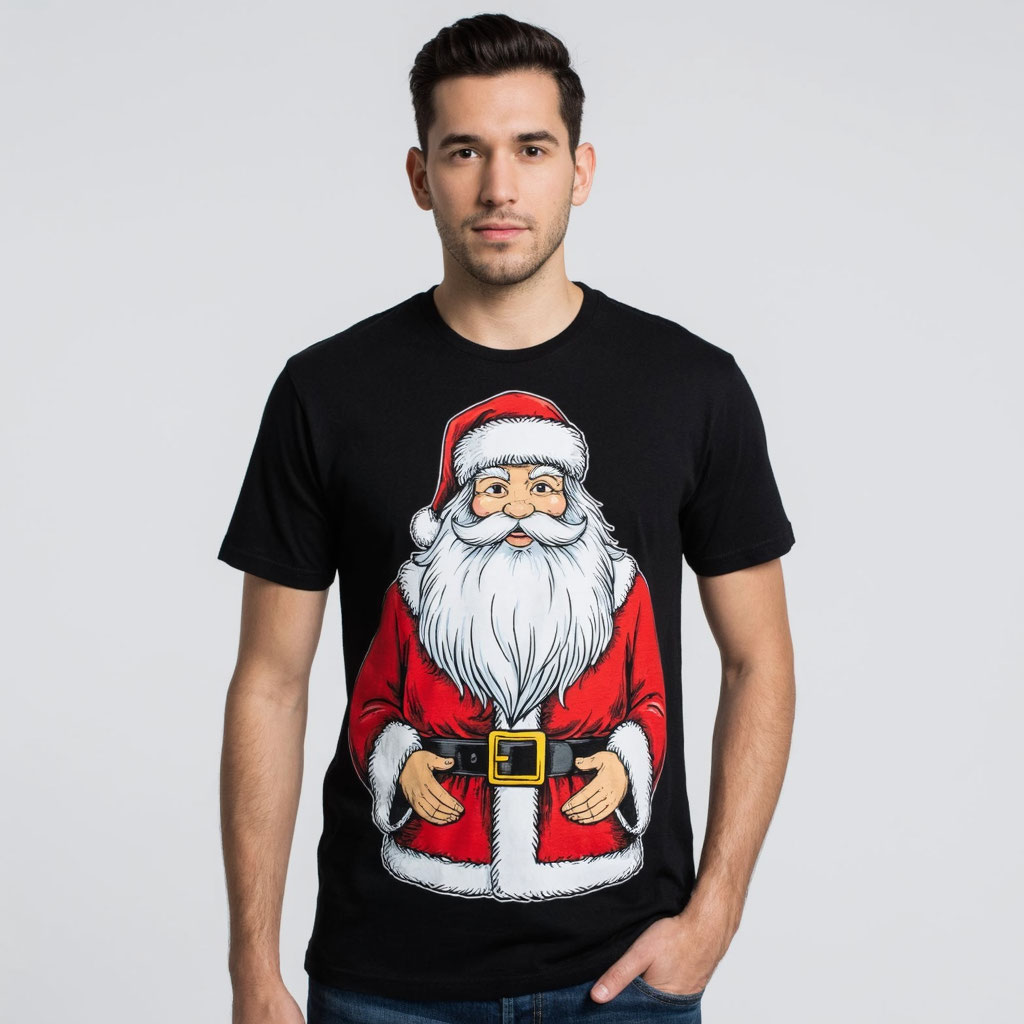 Футболка с принтом мужская черная новогодняя