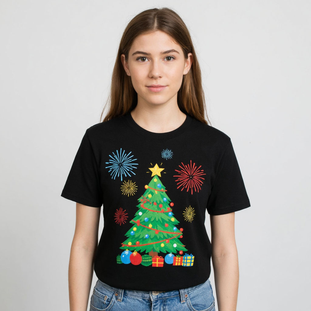 Новогодняя женская футболка черная за 2490 рублей