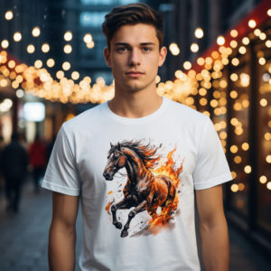 Футболка с принтом лошади на новый год