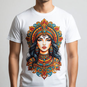 Футболка мужская белая с принтом девушки