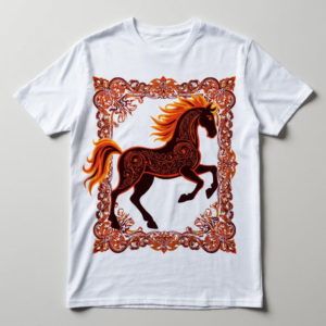 Футболка с лошадью в русском стиле